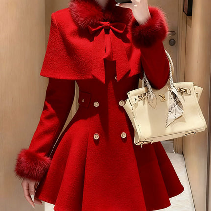 Elegant Mini Dress with Belt Cowl Neck Coat Fragrance Style Lightweight Autumn Fashion New Arrival for Women