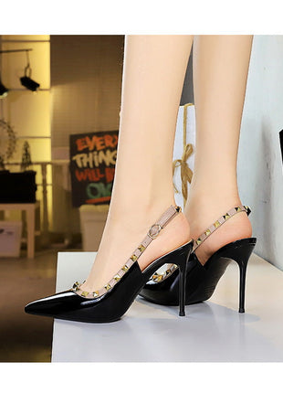 BIGTREE Scarpe Rivetto Design Donna Décolleté in pelle verniciata Tacchi alti Scarpe da festa sexy Stiletto Estate Sandali col tacco alto Tacco da donna platinumshop