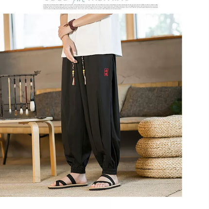 Pantaloni a gamba larga da uomo nuovi pantaloni da jogging casual Harajuku pantaloni Harlem larghi moda nera da uomo pantaloni sportivi vintage taglie forti 5XL