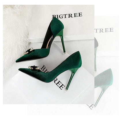 Tacchi alti di lusso Donna 7 cm Tacchi a spillo da 10,5 cm Décolleté da donna con strass in metallo Scarpe da sposa moda Scarpe da ballo sexy da donna 2026 platinumshop