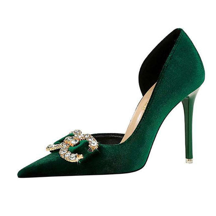 Tacchi alti di lusso Donna 7 cm Tacchi a spillo da 10,5 cm Décolleté da donna con strass in metallo Scarpe da sposa moda Scarpe da ballo sexy da donna 2026 platinumshop