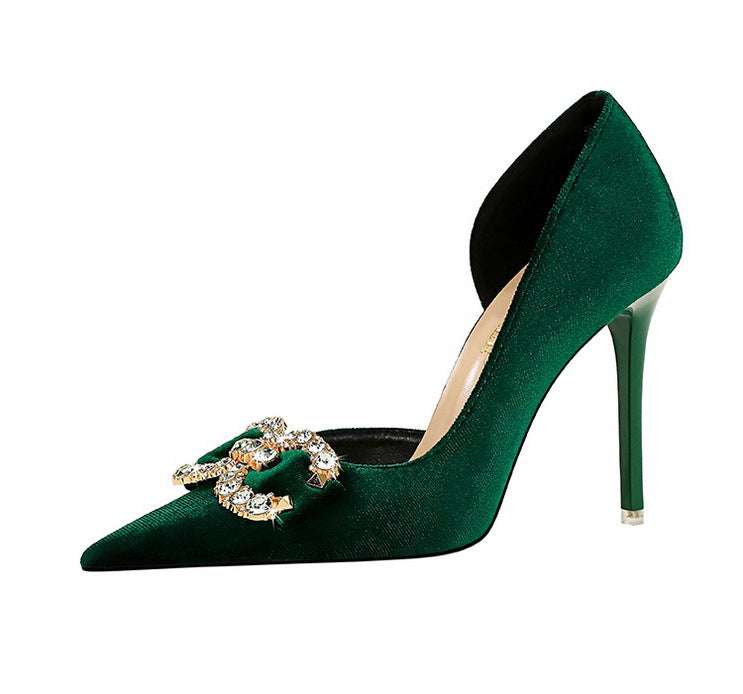 Tacchi alti di lusso Donna 7 cm Tacchi a spillo da 10,5 cm Décolleté da donna con strass in metallo Scarpe da sposa moda Scarpe da ballo sexy da donna 2026 platinumshop