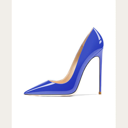 Taglie 48 Scarpe da donna stile classico in vernice con punta a punta Slip On 12 cm Scarpe con tacco alto da donna eleganti Décolleté a spillo semplici Nero Rosso Bianco platinumshop