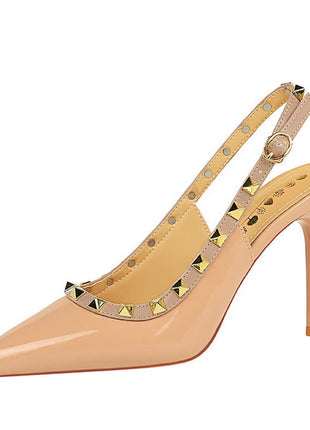 BIGTREE Scarpe Rivetto Design Donna Décolleté in pelle verniciata Tacchi alti Scarpe da festa sexy Stiletto Estate Sandali col tacco alto Tacco da donna platinumshop