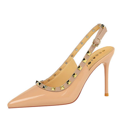 BIGTREE Scarpe Rivetto Design Donna Décolleté in pelle verniciata Tacchi alti Scarpe da festa sexy Stiletto Estate Sandali col tacco alto Tacco da donna platinumshop