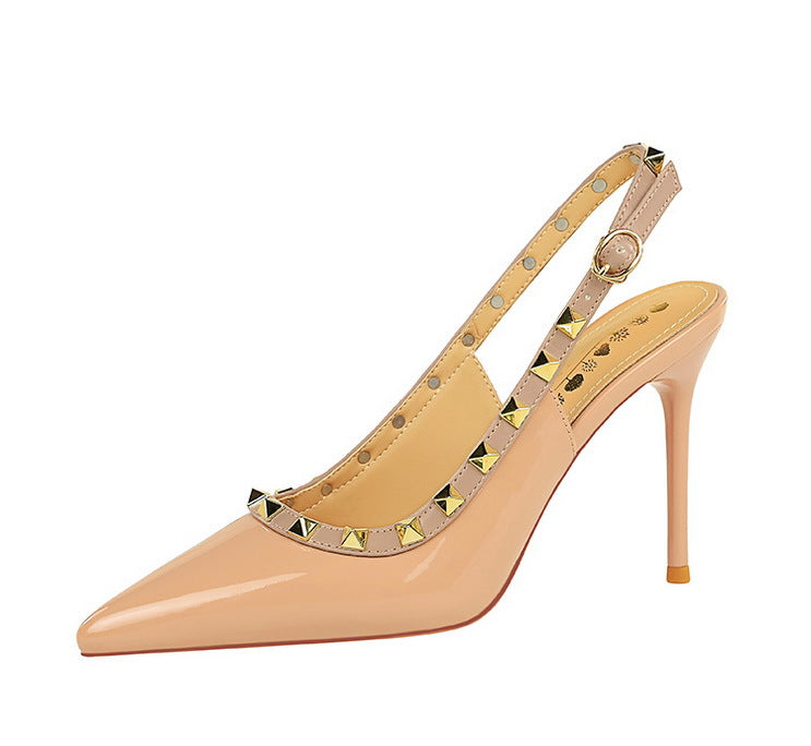 BIGTREE Scarpe Rivetto Design Donna Décolleté in pelle verniciata Tacchi alti Scarpe da festa sexy Stiletto Estate Sandali col tacco alto Tacco da donna platinumshop