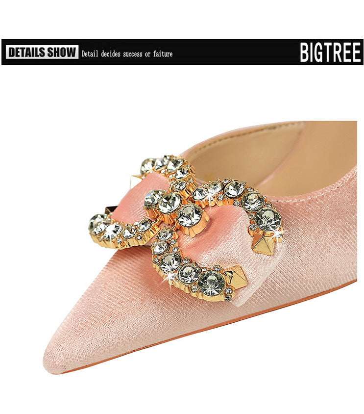 Tacchi alti di lusso Donna 7 cm Tacchi a spillo da 10,5 cm Décolleté da donna con strass in metallo Scarpe da sposa moda Scarpe da ballo sexy da donna 2026 platinumshop