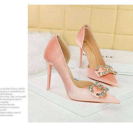 Tacchi alti di lusso Donna 7 cm Tacchi a spillo da 10,5 cm Décolleté da donna con strass in metallo Scarpe da sposa moda Scarpe da ballo sexy da donna 2026 platinumshop