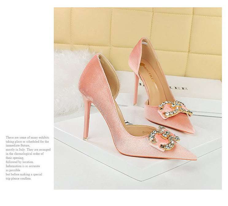 Tacchi alti di lusso Donna 7 cm Tacchi a spillo da 10,5 cm Décolleté da donna con strass in metallo Scarpe da sposa moda Scarpe da ballo sexy da donna 2026 platinumshop