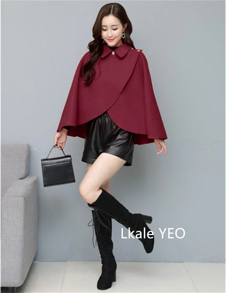 Women's Woolen Shaw Coat 2025 Autumn Winter Korean Version Short Ladies Jacket Temperament Elegant Femme Woolen Outerwear