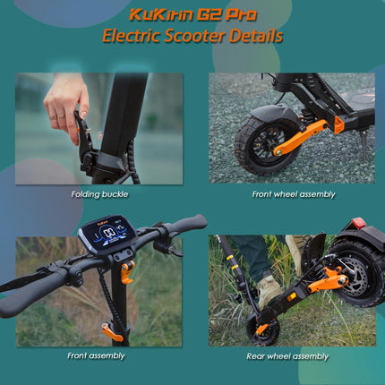 Monopattino elettrico Kukirin G2 Pro（ABE） per il trasporto urbano, motore da 500W, batteria da 48V 15.6Ah, pneumatici da 9 pollici, monopattino elettrico portatile