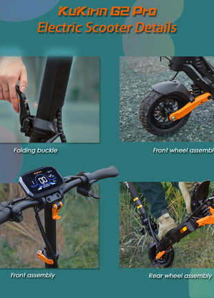 Monopattino elettrico Kukirin G2 Pro（ABE） per il trasporto urbano, motore da 500W, batteria da 48V 15.6Ah, pneumatici da 9 pollici, monopattino elettrico portatile