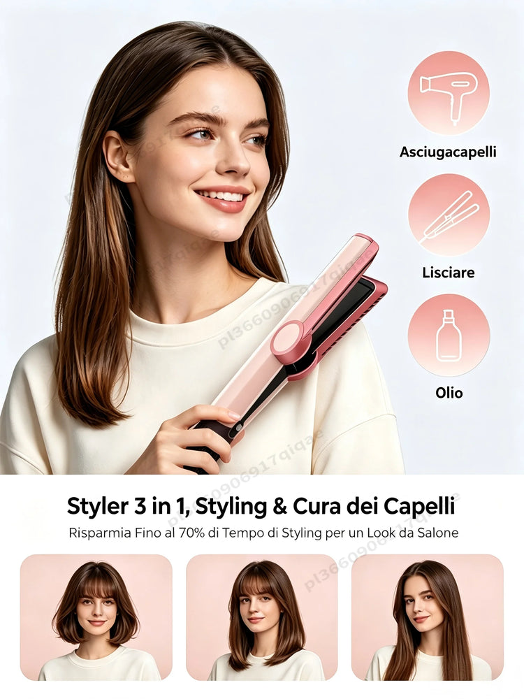Local Ship SenCiciMen 2 IN 1 High Quality Hair Straightener Negative Ion Hair-care Wet/Dry Straightening Hot Styling Tools Intelligent Temperature Control No heat Damage Hair dryer Lock in Moisture & Shine Hair Straighteners