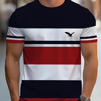 Men's Casual Shirts, Men's T-shirts, Men's Clothing, Versatile Tops, Simple Style, Everyday Contrast Outfits