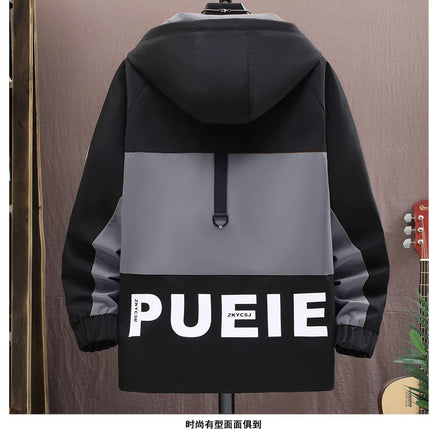 Fashion Men's Hooded Jackets 2026 Spring Autumn Youth High Streetwear Loose Casual Coat Outdoor Zipper Windbreaker Tops Clothing