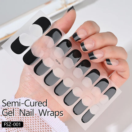 Semi Cured Wraps Fast Gel Nail Sticker Soild Nail Gel Wraps Adhesive Full Cover Gel Nail Decal UV Lamp Cured Manicure Decoration2028