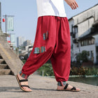 Men's Retro Chinese Style Wide-Leg Trousers 2026, Plus Size, Trendy, High Street Fashion, Cotton and Linen, Men's Leggings