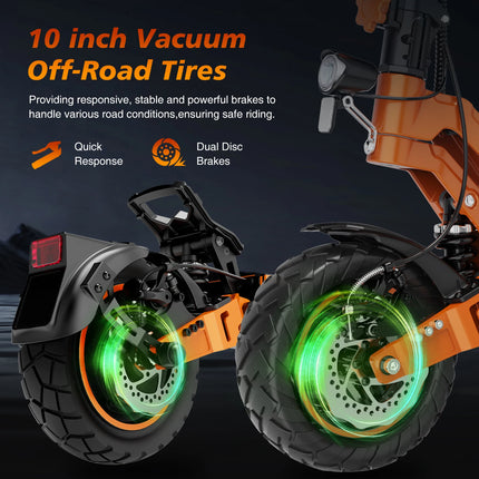 RCB D7 D7 PRO Monopattino Elettrico, Monopattino Elettrico per Adulti, Autonomia 80-110KM,  500W, 25KM/H, Pieghevole, Display LED, Controllo APP, Freni a Disco, Doppia Sospensione, Pneumatici 10 Pollici, Carico 150KG