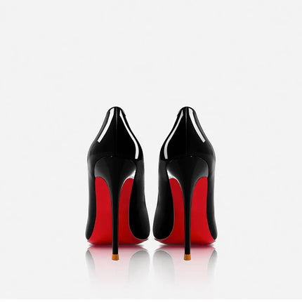 Nuovo cuoio laccato rosso tacco fine a punta bocca superficiale versatile tacco alto scarpe singole nere sexy scarpe da donna moda festa platinumshop