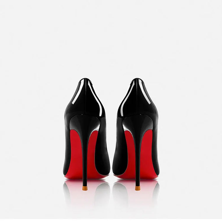 Nuovo cuoio laccato rosso tacco fine a punta bocca superficiale versatile tacco alto scarpe singole nere sexy scarpe da donna moda festa platinumshop