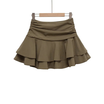 ETJ 2025 Sommer Damen Neue Mode Sexy Hot Girl Stil Rüschen gestapelt Dekoration Rock Hose Kurze Mid-Waist