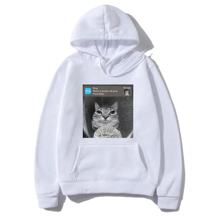 There Is Motion At Your Front Door Funny Silly Cat Meme Hot 2D Hoodie Men Women's Fleece vintage Sweatshirt Autumn Casual pullov