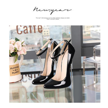 Sexy 16cm Extreme High Heels Pumps Shoes Woman Fashion Key Black Red Heeled Dance Party Wedding Office Shoes Ladies Large Size PlatiNum