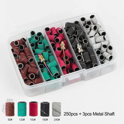 Nail Sanding Ring Bands 80/120/180/240 Grit Electric Manicure Drill Grinding Heads UV Gel Polish Removal Pedicure Abrasive Tools 2028
