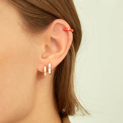 Lussuosa geometria 925 orecchio in argento sterling Ago rosa serie zircone orecchini a cerchio pendenti dolce moda regali di gioielli da sposa platinumshop