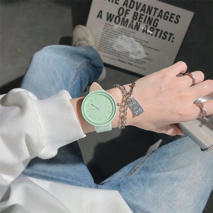 Simple Fashion Makaron Simple Women Watch Ins High Beauty Student uomo e donna Style Round Leisure Vintage orologio da polso al quarzo platinumshop