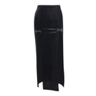 Gonna in Stile Punk da Donna, Nuova Gonna Lunga Chic per Halloween e Festival, Vita Alta, Slim Fit, con Fiocco Sexy e Spacco Laterale, Lunghezza al Ginocchio