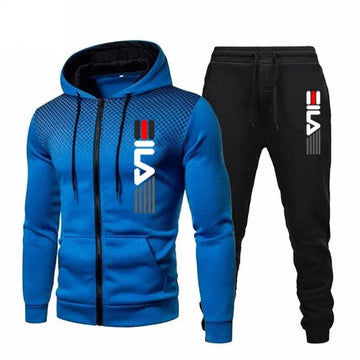 Men's 2025 polka dot zipper printed hooded sweatshirt + pants, daily jacket set, coat, running suit, casual sportswear set PlatiNum