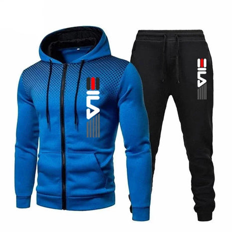 Men's 2025 polka dot zipper printed hooded sweatshirt + pants, daily jacket set, coat, running suit, casual sportswear set PlatiNum