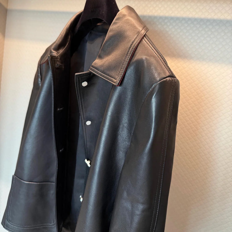 High Quality Women Lapel Short Jacket, Long Sleeve Button Solid Color Outerwear With Waist Belt