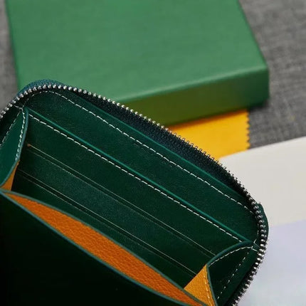 Portafoglio unisex con cerniera in vera pelle, mini borsa quadrata, borsa portaoggetti alla moda con scomparti multipli per monete e carte, per uso quotidiano