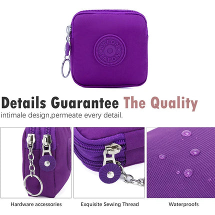 Mini Nylon Waterproof Coin Purses Key Bag Wallets Portable Square Small Card Holder Zipper Zero Wallets Card Bags Headphone Bags PlatiNum