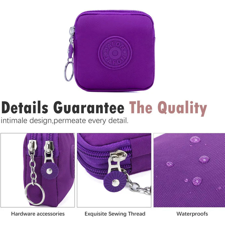 Mini Nylon Waterproof Coin Purses Key Bag Wallets Portable Square Small Card Holder Zipper Zero Wallets Card Bags Headphone Bags PlatiNum