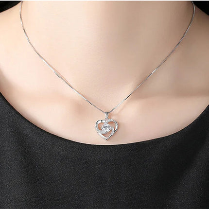 Collana in Argento Sterling 925 con Zircone Scintillante, Catena per Clavicola da Donna, Gioielli da Matrimonio Placcati in Oro 18k PlatiNum
