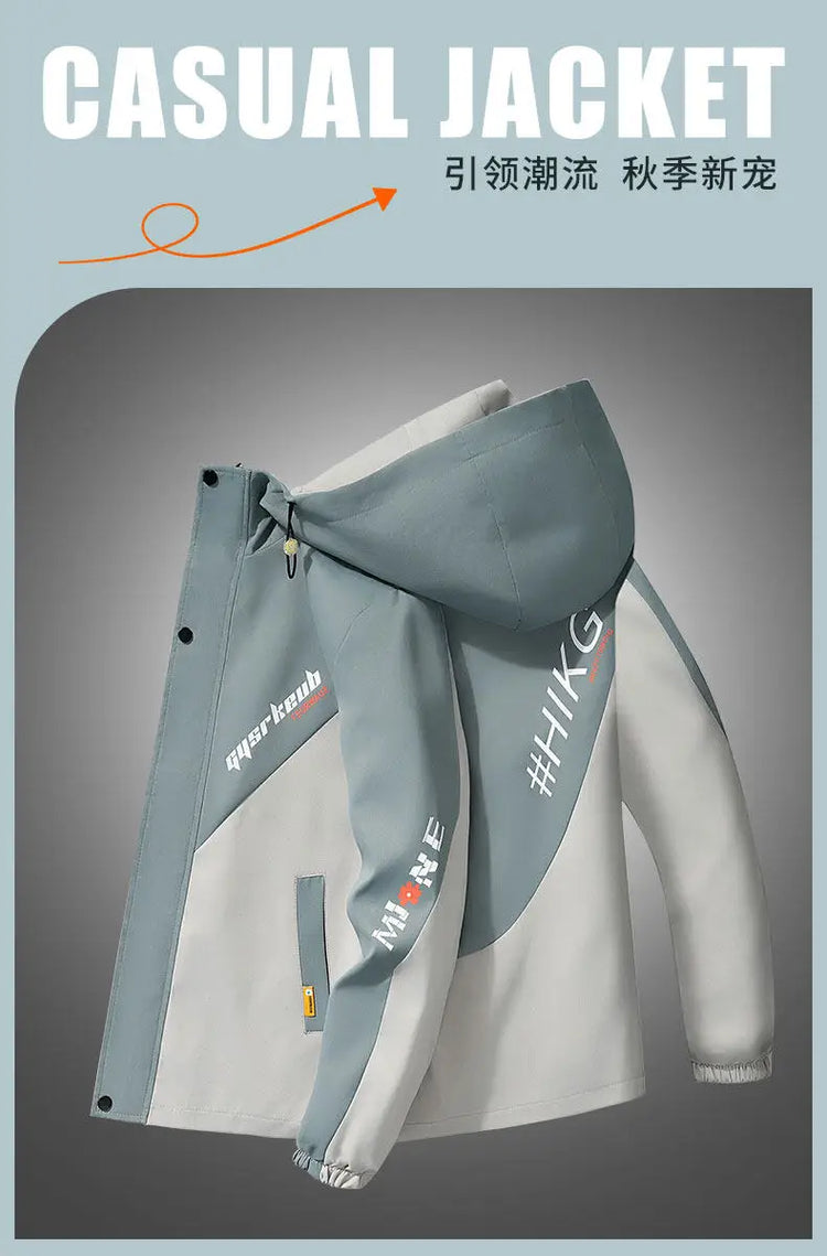 2024 Spring and Autumn jackets Fashion Trend Hooded Coat Men's Casual letter pattern Comfortable Waterproof Jacket M-4XL