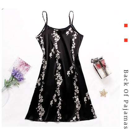 Indumenti da notte sexy per le donne Lingerie in raso Chemise Slip Camicia da notte Abito corto Camicia da notte Babydoll Pigiama Stampa Homewear Pijama