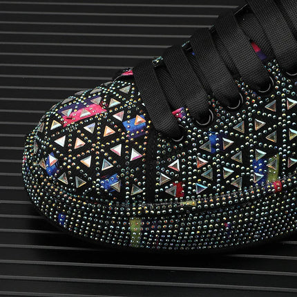 Hot Sale Rhinestone Canvas Shoes Mens Casual Skate Shoes Fashion Street Hip Hop Canvas Sneakers Men Platform Vulcanized Shoes