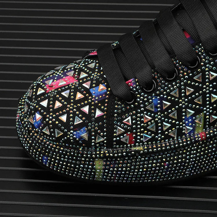 Hot Sale Rhinestone Canvas Shoes Mens Casual Skate Shoes Fashion Street Hip Hop Canvas Sneakers Men Platform Vulcanized Shoes