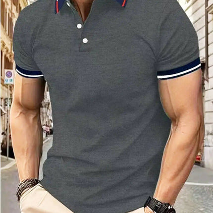 Men's short sleeve top daily casual short sleeve T-shirt with lapel casual short sleeve men's casual T-shirt