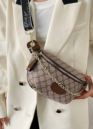 Women Chain Waist Bag Luxury Designer Chest Pack Quality PU Leather Fanny Pack Phone Purse Female Shoulder Crossbody Bag PlatiNum
