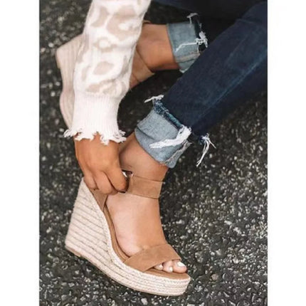 Nuovi Sandali Donna Espadrillas con Zeppa 2026, Open Toe con Cinturino e Fibbia, Platform Estivi da Spiaggia Casual Comodi Antiscivolo Taglie Forti