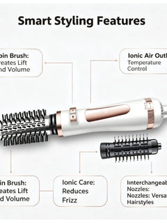 3-in-1 800W Rotating Hot Air Brush Hair Dryer Volumizer Adjustable Temperature Auto Rotation Styling Brush