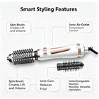 3-in-1 800W Rotating Hot Air Brush Hair Dryer Volumizer Adjustable Temperature Auto Rotation Styling Brush