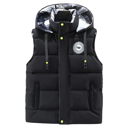 Hooded New Spring Autumn Sleeveless Jacket for Men Fashion Warm Hooded Male Winter Vest Light Plus Size Mens Work Vest Waistcoat