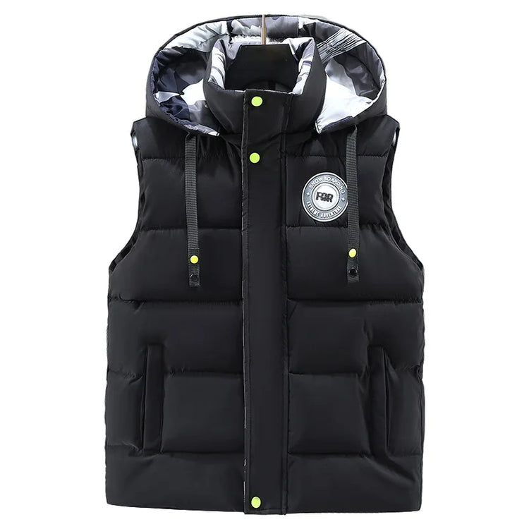 Hooded New Spring Autumn Sleeveless Jacket for Men Fashion Warm Hooded Male Winter Vest Light Plus Size Mens Work Vest Waistcoat