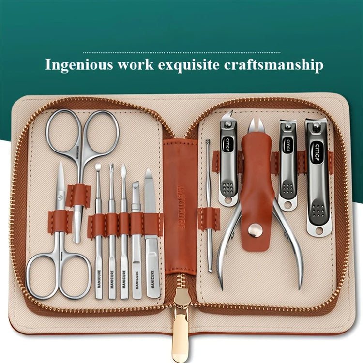 Stainless Steel Manicure 12 Pcs Set Pedicure Tool Portable Nail Clipper Kit with Storage Bag Beauty Grooming Tools